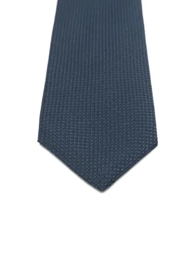 Hugo Boss Cotton And Silk Tie In Blue