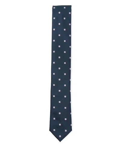 Hugo Boss Double-pattern Tie In Blue