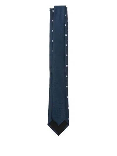 Hugo Boss Double-pattern Tie In Blue