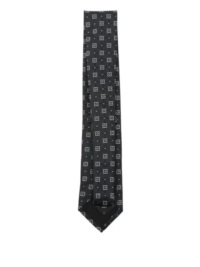 Hugo Boss Geometric-pattern Tie In Black