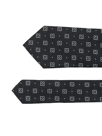 Hugo Boss Geometric-pattern Tie In Black