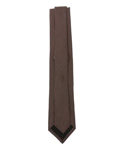 Hugo Boss Patterned Silk Tie In Brown