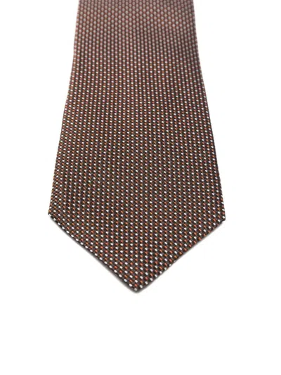Hugo Boss Patterned Silk Tie In Brown