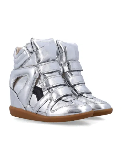 Isabel Marant High-top Wedge Sneakers Metallic Finish In White