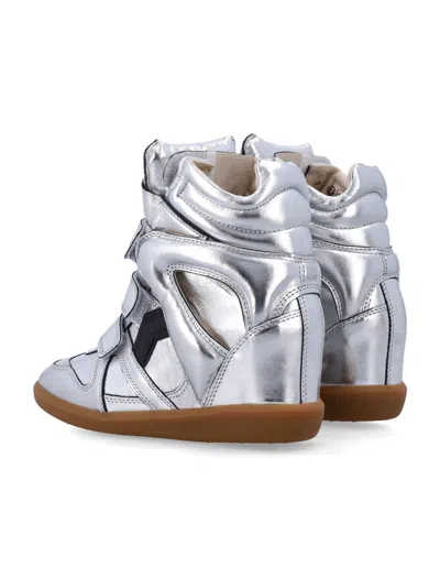 Isabel Marant High-top Wedge Sneakers Metallic Finish In White