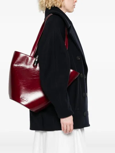 Jacquemus Women Burgundy The Medium Bambola Bucket Bag In Red