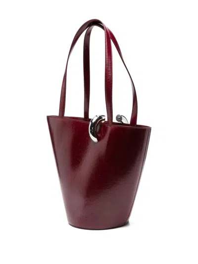 Jacquemus Women Burgundy The Medium Bambola Bucket Bag In Red