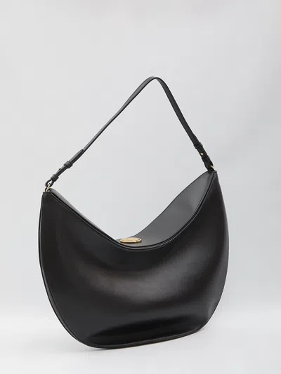 Jacquemus Large Oval Leather Shoulder Bag In Black