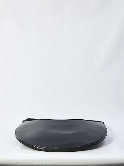 Jacquemus Large Oval Leather Shoulder Bag In Black