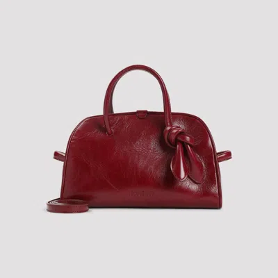 Jacquemus Vibrant Red Leather Handbag With Structured Silhouette In Burgundy