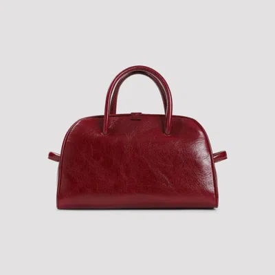 Jacquemus Vibrant Red Leather Handbag With Structured Silhouette In Burgundy
