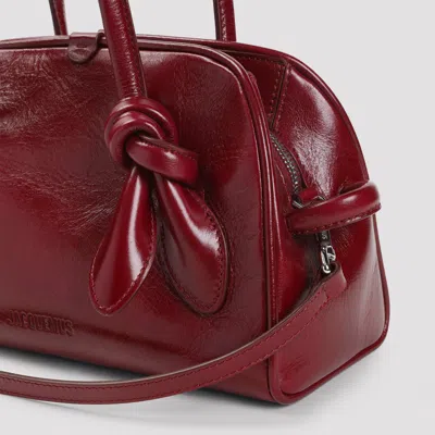 Jacquemus Vibrant Red Leather Handbag With Structured Silhouette In Burgundy