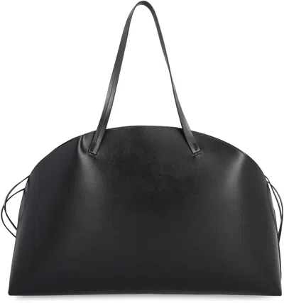 Jil Sander Curved Silhouette Large Shoulder Bag In Calf Leather In Black