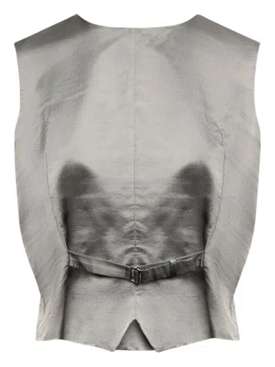 Mm6 Maison Margiela Mm6 By Maison Margiela Satin-finish Grey Gilet With Structured Belt In Gray