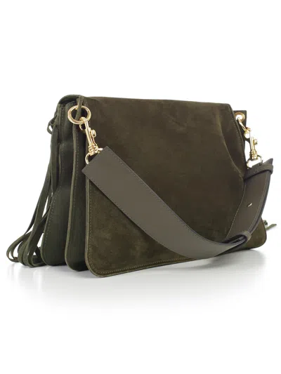 Jw Anderson Medium Pierce Suede Fringe Bag In Green