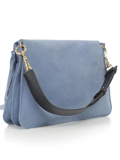 Jw Anderson Medium Pierce Suede Fringe Bag In Blue