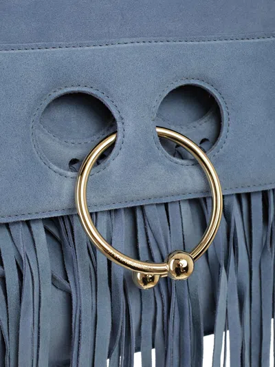 Jw Anderson Medium Pierce Suede Fringe Bag In Blue