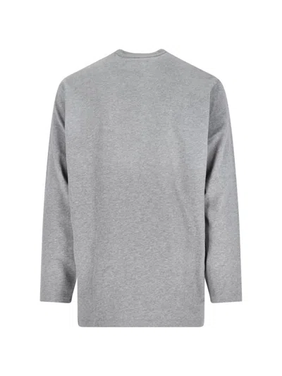 Erl Long Sleeve Graphic Print Crew Neck Top In Gray