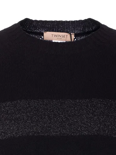 Twinset Striped-pattern Sweater In Blue
