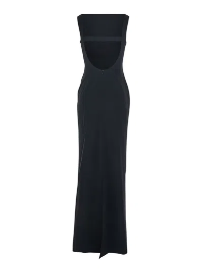 Solace London Black Long Dress With Square Neckline And Cut Out On The Back In Fabric Woman In Black