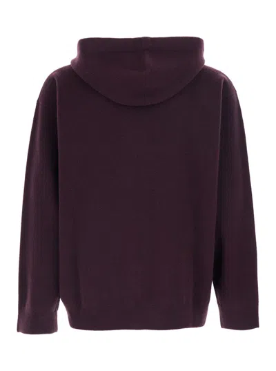 Roberto Collina Bordeaux Sweatshirt With Drawstring Hood And Dropped Shoulders In Wool Man In Red