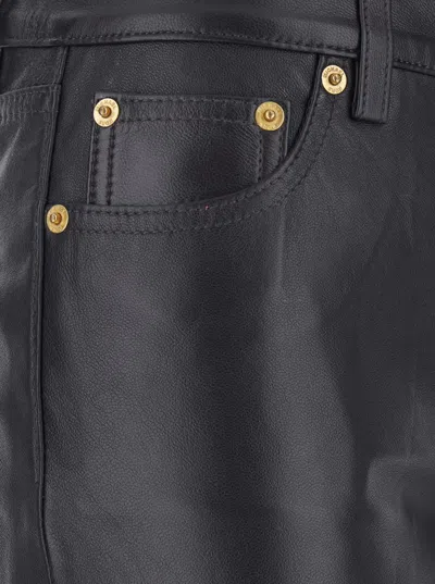 Michael Kors Brown Pants With Belt Loops In Leather Woman In Brown