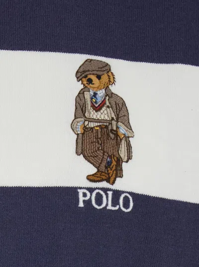 Polo Ralph Lauren Rugby Fit Blue And White Polo Shirt With Logo Embroidery On The Front And All-over Striped Motif In  In Blue