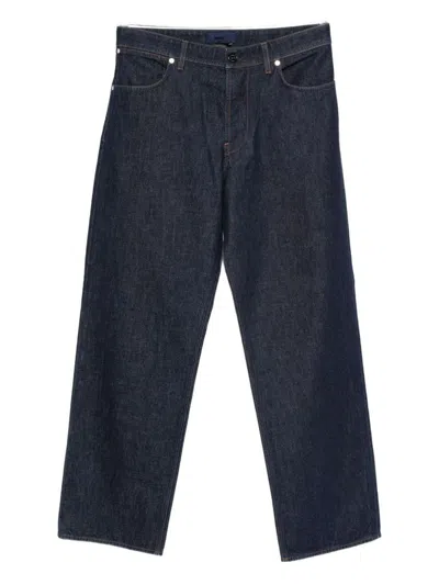 Stone Island Wide-leg Trousers With Belt Loops And Five Pockets In Blue