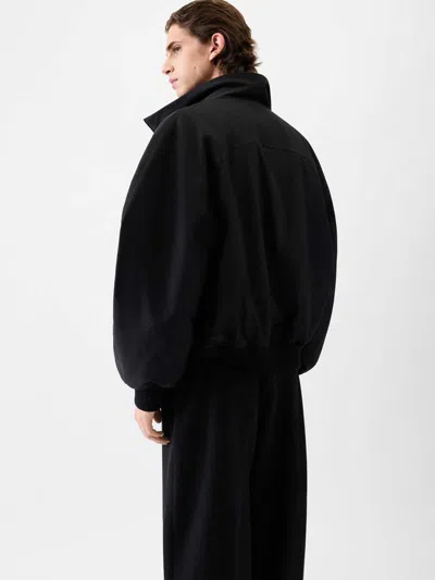 Jacquemus Stretch Cotton Blend Jacket With Zip And High Collar In Black