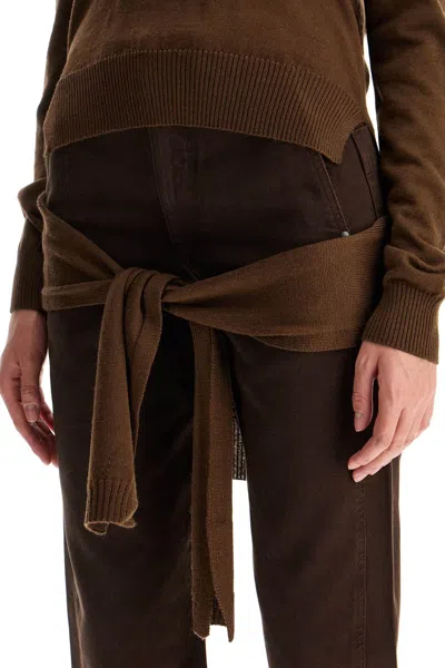 Lemaire Wool-blend Crew-neck Sweater In Brown