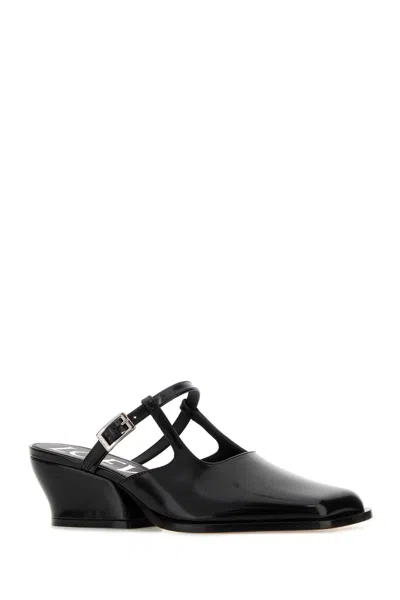 Loewe Modern Leather Onda Mules With Block Heel In Black