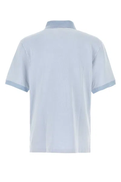Loewe Piquet Polo Shirt With Ribbed Collar And Short Sleeves In Blue