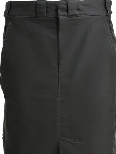 Maison Margiela Midi Skirt With Back Pocket And Front Slit In Black