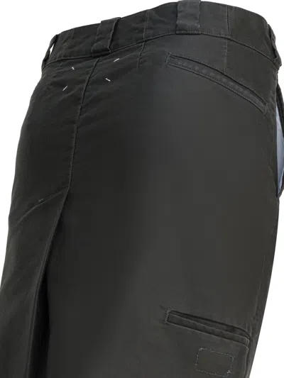Maison Margiela Midi Skirt With Back Pocket And Front Slit In Black