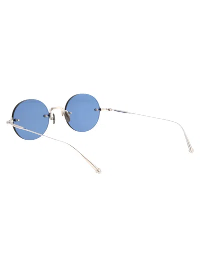 Matsuda Palladium White Cobalt Blue Titanium Sunglasses In Metallic