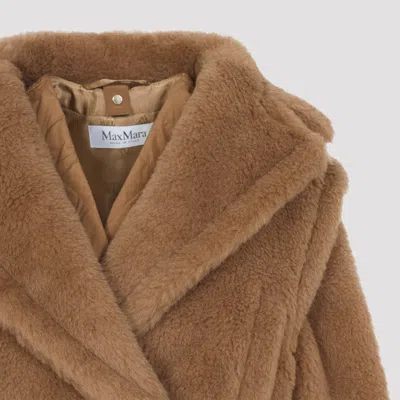 Max Mara Camel Brown Camelwool Santos Teddy Short Vest In Brown