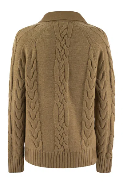 Max Mara Camel Wool Blend Micio Blazer In Brown