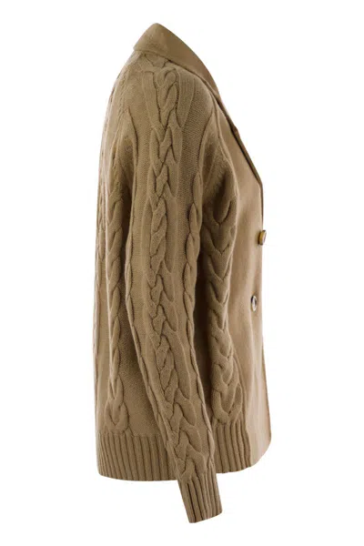 Max Mara Camel Wool Blend Micio Blazer In Brown