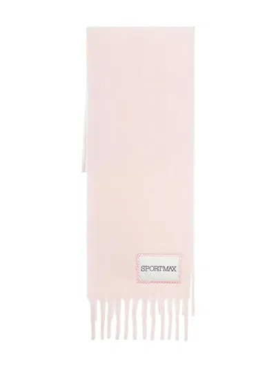 Sportmax Soft Wool Scarf Fringed Edges In Pink