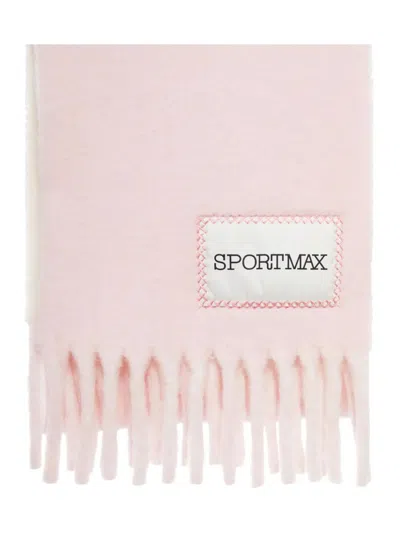 Sportmax Soft Wool Scarf Fringed Edges In Pink