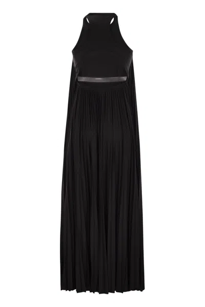 Sportmax Verdier Fluid Plisse Long Dress In Black