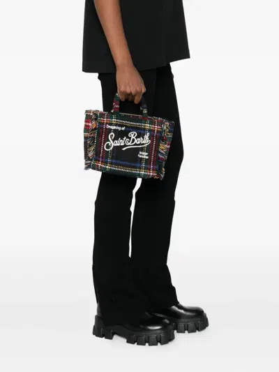 Mc2 Saint Barth Vanity Mini Wool Tartan Bag With Embroidery In Multi