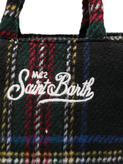 Mc2 Saint Barth Vanity Mini Wool Tartan Bag With Embroidery In Multi