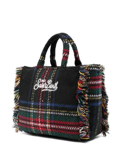 Mc2 Saint Barth Vanity Mini Wool Tartan Bag With Embroidery In Multi
