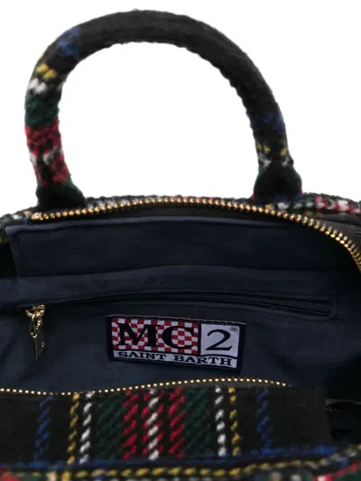 Mc2 Saint Barth Vanity Mini Wool Tartan Bag With Embroidery In Multi