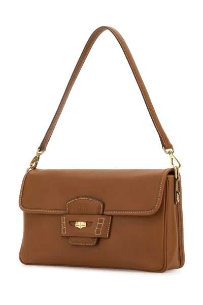 Miu Miu Caramel Leather Penny Shoulder Bag