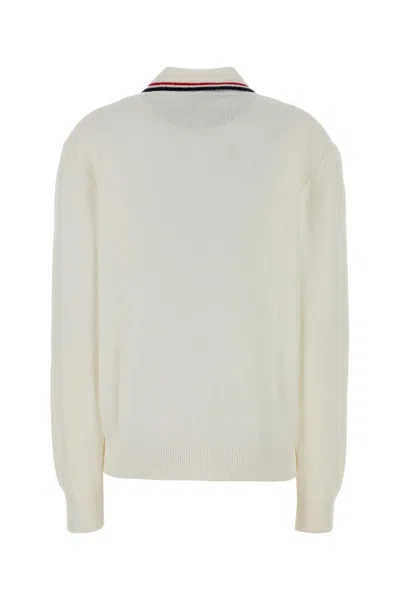 Miu Miu Stretch Cotton Blend Cardigan With Contrast Collar In Neutral