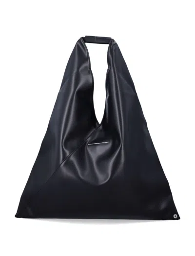 Mm6 Maison Margiela Black Leather Japanese Handbag In Black