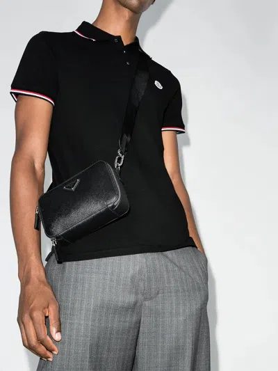 Moncler Cotton Pique Polo In Black