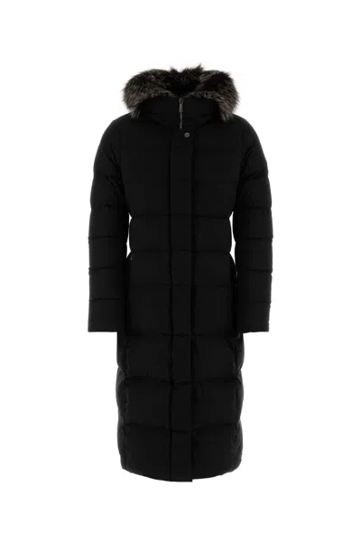 Moorer Padded Quilted Jacket Removable Hood In Black